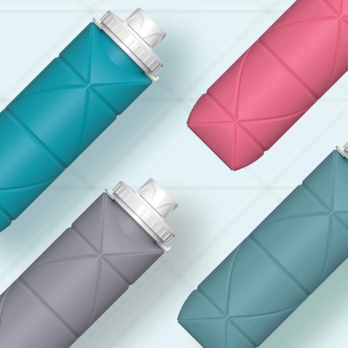 SPECIAL MADE Collapsible Water Bottles Cups Leakproof Valve Reusable BPA Free Silicone Foldable Travel Water Bottle Cup for Gym Camping Hiking Travel Sports Lightweight Durable