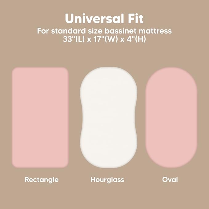 2-Pack Baby Bassinet Sheets Girl, Boy - Viscose Derived from Bamboo Fitted Bassinet Sheets Compatible with Halo Bassinest Swivel Sleeper, Baby Delight, Graco Bedside Bassinet Mattress Sheet (Rose)