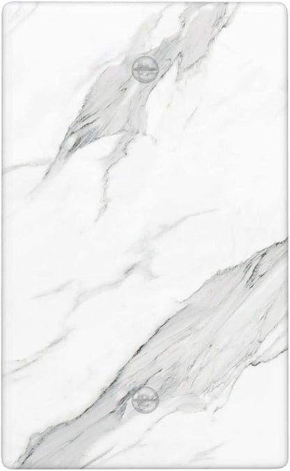 Marble Grey Wall Plate Decorative Light Switch Cover 1-Gang Single Blank Faceplate for Bathroom Kitchen Farmhouse Bedroom White