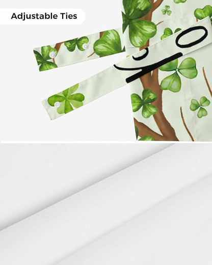 Lucky Cat St. Patrick's Day Blackout Tie Up Valance Curtains for Kitchen Windows Green Spring Shamrocks Tree Window Toppers Balloon Shades for Living Room/Bathroom/Bedroom,1 Panel, 60" X 18"