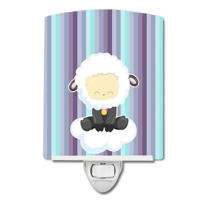 Caroline's Treasures BB6875CNL Sheep on Cloud Ceramic Night Light Compact, UL-Certified, Ideal for Bedroom, Bathroom, Nursery, Hallway, Kitchen, 6x4x3, Multicolor