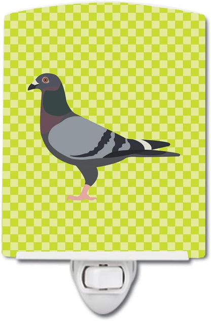 Caroline's Treasures BB7777CNL Racing Pigeon Green Ceramic Night Light Compact, UL-Certified, Ideal for Bedroom, Bathroom, Nursery, Hallway, Kitchen, 6x4x3, Multicolor