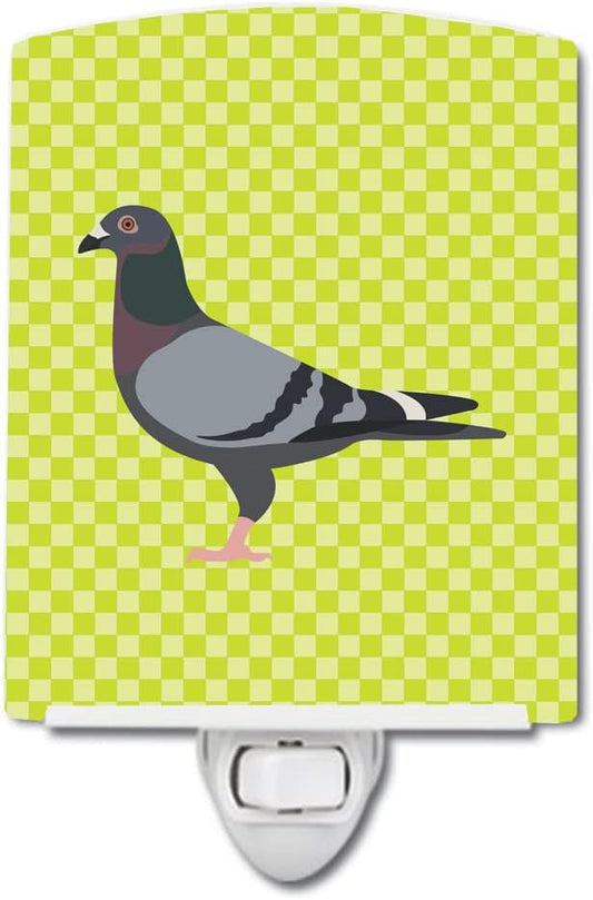 Caroline's Treasures BB7777CNL Racing Pigeon Green Ceramic Night Light Compact, UL-Certified, Ideal for Bedroom, Bathroom, Nursery, Hallway, Kitchen, 6x4x3, Multicolor