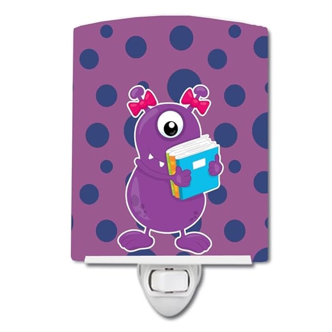 Caroline's Treasures BB8861CNL Monster Purple Ceramic Night Light Compact, UL-Certified, Ideal for Bedroom, Bathroom, Nursery, Hallway, Kitchen, 6x4x3, Multicolor