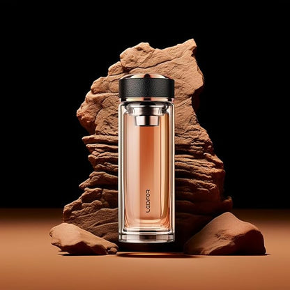 Vacuum Insulated Stainless Steel Travel Mug, Tea Tumbler with Tea infuser loose leaf Filter,Thermal Cup, Water Bottle with lid for coffee tea 18-Ounce Black… (Clear)