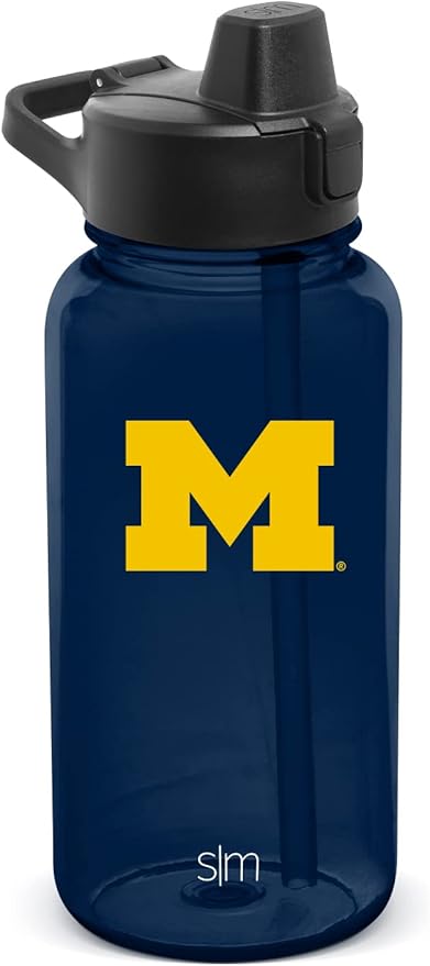 Simple Modern Officially Licensed Collegiate University Tritan Plastic BPA-Free Water Bottle with Push-Button Silicone Straw Lid | Summit Collection | 32oz