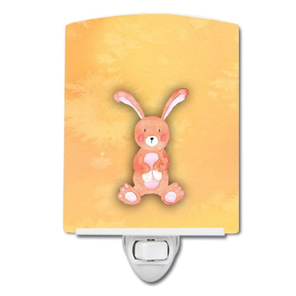 Caroline's Treasures BB7383CNL Rabbit Watercolor Ceramic Night Light Compact, UL-Certified, Ideal for Bedroom, Bathroom, Nursery, Hallway, Kitchen, 6x4x3, Multicolor