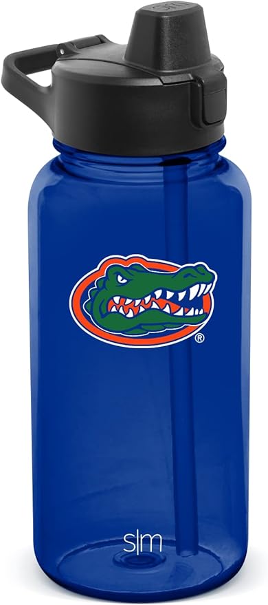 Simple Modern Officially Licensed Collegiate University Tritan Plastic BPA-Free Water Bottle with Push-Button Silicone Straw Lid | Summit Collection | 32oz