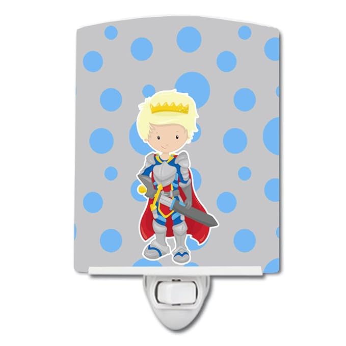 Caroline's Treasures BB8742CNL Blonde Boy Knight Ceramic Night Light Compact, UL-Certified, Ideal for Bedroom, Bathroom, Nursery, Hallway, Kitchen, 6x4x3, Multicolor