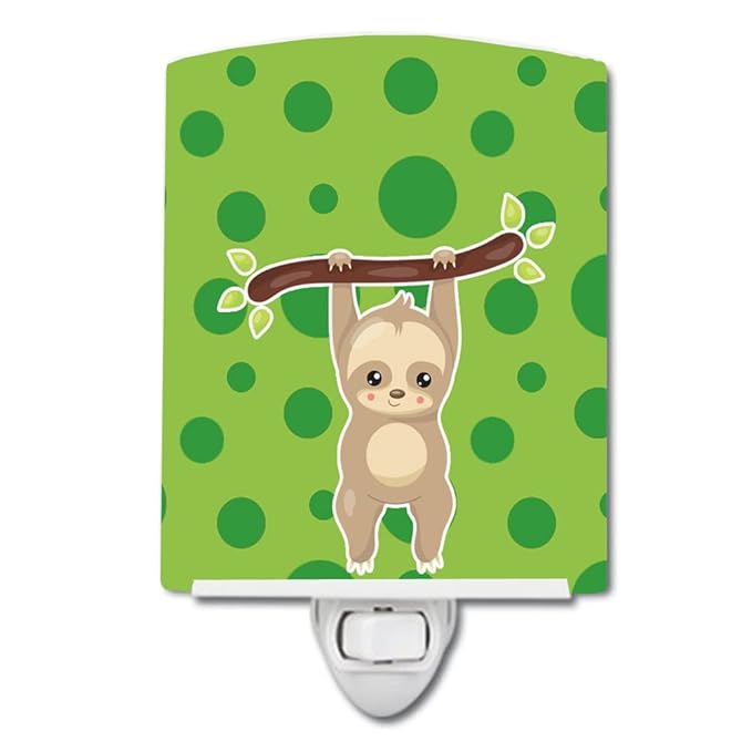 Caroline's Treasures BB9033CNL Sloth #2 Ceramic Night Light Compact, UL-Certified, Ideal for Bedroom, Bathroom, Nursery, Hallway, Kitchen, 6x4x3, Multicolor