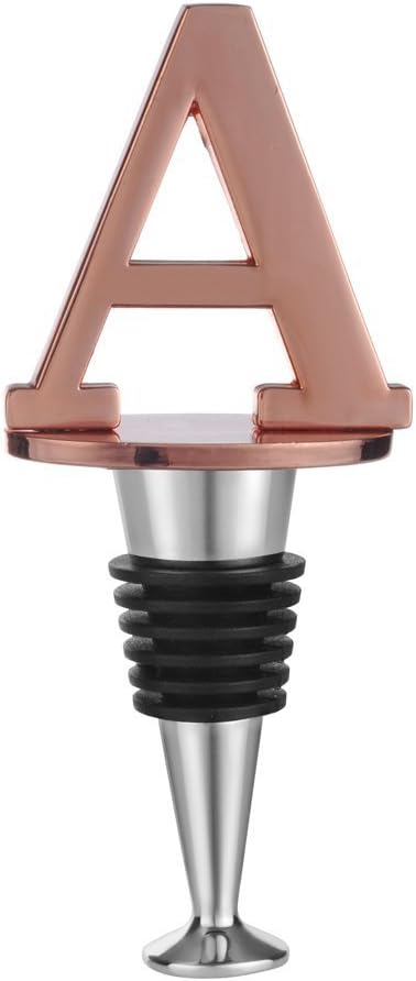 Miicol Wine Bottle Stopper, Prosecco Stopper, Rose Gold Wine Stopper, Personalised Champagne Stopper, Initial Wine Stopper, Funny Prosecco Gift, Wine Lovers Gift, Kitchen Decor, Letter A