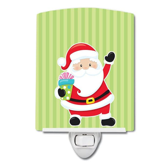 Caroline's Treasures BB8681CNL Christmas Santa Claus and Stripes Ceramic Night Light Compact, UL-Certified, Ideal for Bedroom, Bathroom, Nursery, Hallway, Kitchen, 6x4x3, Multicolor
