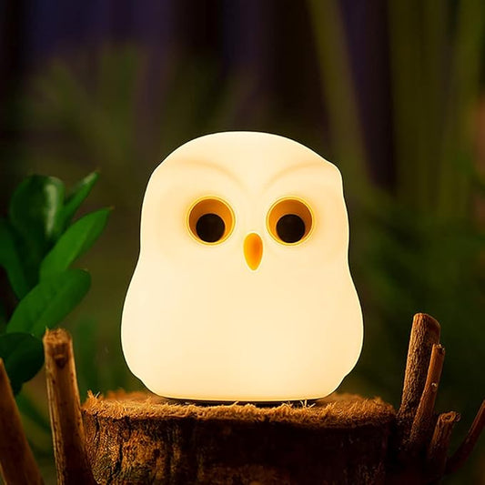 Cute Owl Kids Night Light, Birthday Gifts Room Decor Bedroom Decorations for Baby Child, LED Color Changing Soft Silicone Lamp, Gift Box