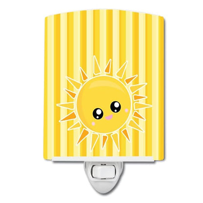 Caroline's Treasures BB7071CNL Sunshine Sun Face on Stripes Ceramic Night Light Compact, UL-Certified, Ideal for Bedroom, Bathroom, Nursery, Hallway, Kitchen, 6x4x3, Multicolor