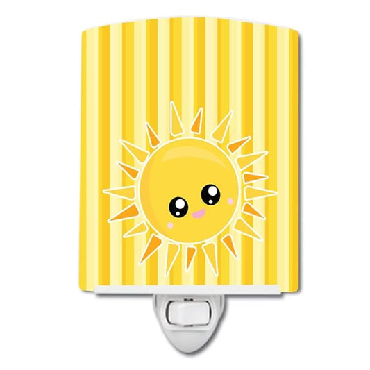 Caroline's Treasures BB7071CNL Sunshine Sun Face on Stripes Ceramic Night Light Compact, UL-Certified, Ideal for Bedroom, Bathroom, Nursery, Hallway, Kitchen, 6x4x3, Multicolor