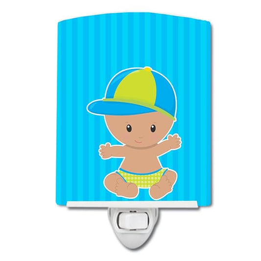 Caroline's Treasures BB8651CNL Beach Baby Boy with Hat Ceramic Night Light Compact, UL-Certified, Ideal for Bedroom, Bathroom, Nursery, Hallway, Kitchen, 6x4x3, Multicolor