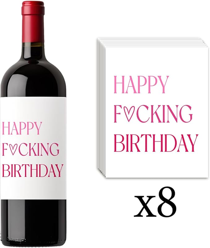 8 Pcs Birthday Wine Labels, Birthday Gifts for Women Her Him, Birthday Wine Bottle Stickers, Happy Birthday Party Decorations Gifts for Women Her Him, Happy Birthday Wine Bottle Labels