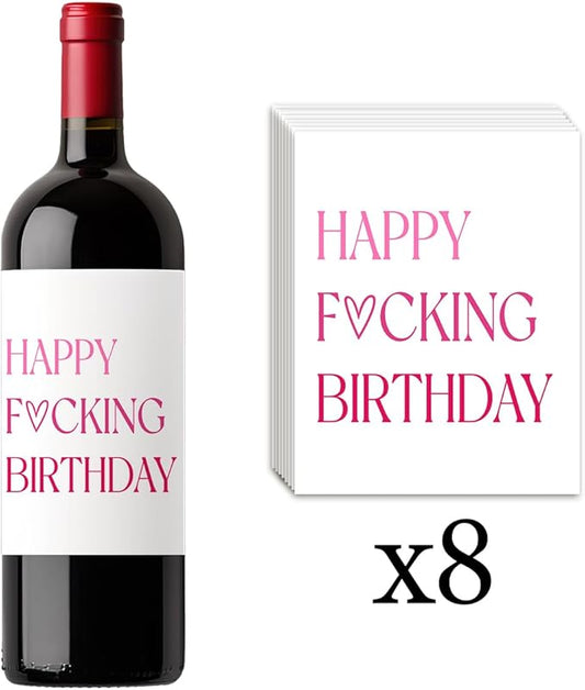 8 Pcs Birthday Wine Labels, Birthday Gifts for Women Her Him, Birthday Wine Bottle Stickers, Happy Birthday Party Decorations Gifts for Women Her Him, Happy Birthday Wine Bottle Labels