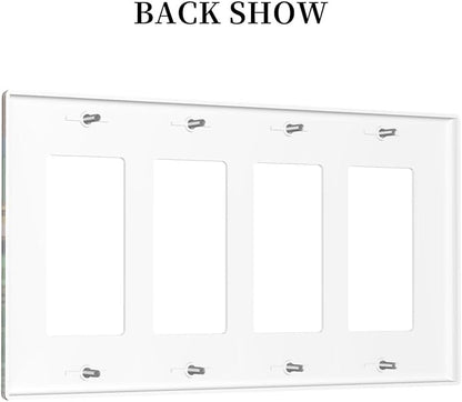 Cartoon Animal Zebra Leopard Giraffe Bird Leaf 4 Gang Rocker Decora Nursery Light Switch Cover Decorative Outlet Covers Wall Plate Electrical Faceplate Switchplate GFCI for Kidroom Decor