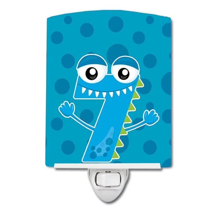 Caroline's Treasures BB8857CNL Monster Month 7 Ceramic Night Light Compact, UL-Certified, Ideal for Bedroom, Bathroom, Nursery, Hallway, Kitchen, 6x4x3, Multicolor