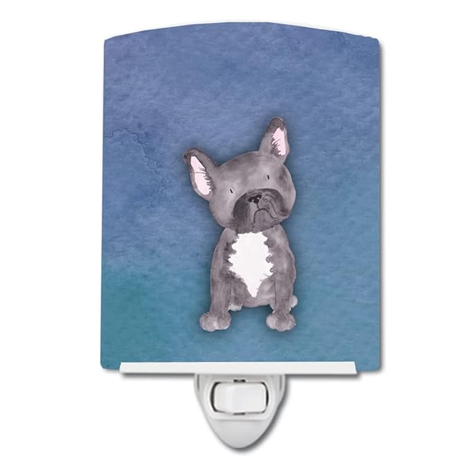 Caroline's Treasures BB7395CNL French Bulldog Watercolor Ceramic Night Light Compact, UL-Certified, Ideal for Bedroom, Bathroom, Nursery, Hallway, Kitchen, 6x4x3, Multicolor