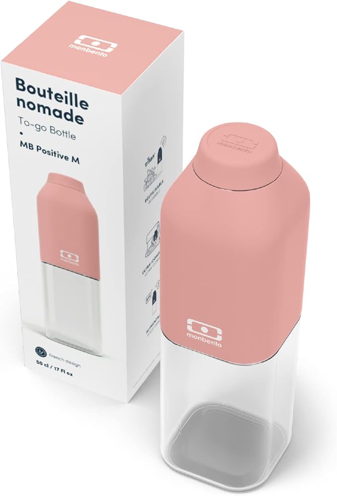 monbento - Water Bottle MB Positive M Flamingo 17 Oz - Leakproof Water Bottle Perfect for Work, Travel, Sport, or to Slip into a Handbag - BPA Free - Food Grade Safe - Pink