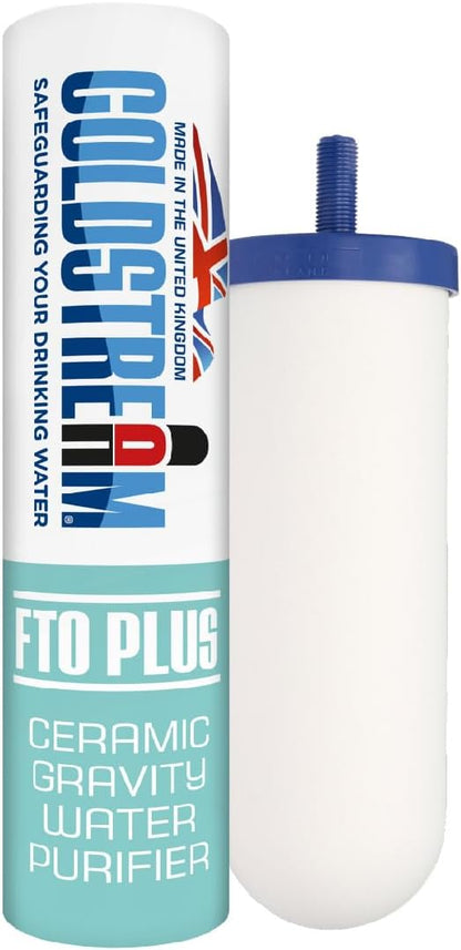 FTO+ Water Filter Cartridge - Dependable Gravity Water Filter for Easy Installation as a Berkey Water Filter Replacement - Ceramic Gravity Water Filter For Stainless Steel Systems