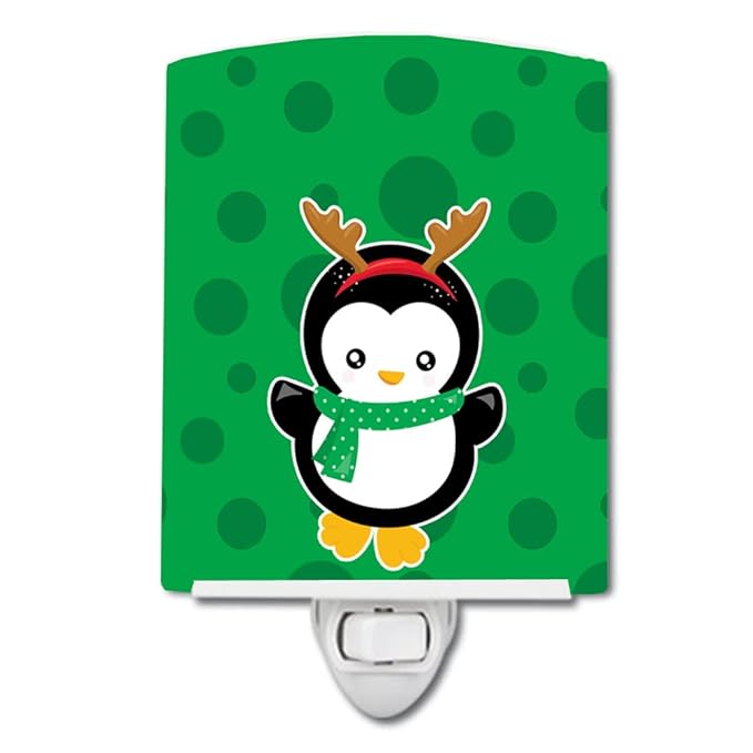 Caroline's Treasures BB8944CNL Christmas Penquin Reindeer Ceramic Night Light Compact, UL-Certified, Ideal for Bedroom, Bathroom, Nursery, Hallway, Kitchen, 6x4x3, Multicolor