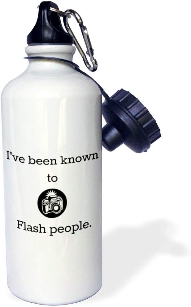3dRose Ive Been Known To Flash People Black Letters With A Picture Of Camera-Sports Water Bottle, 21oz , 21 oz, Multicolor
