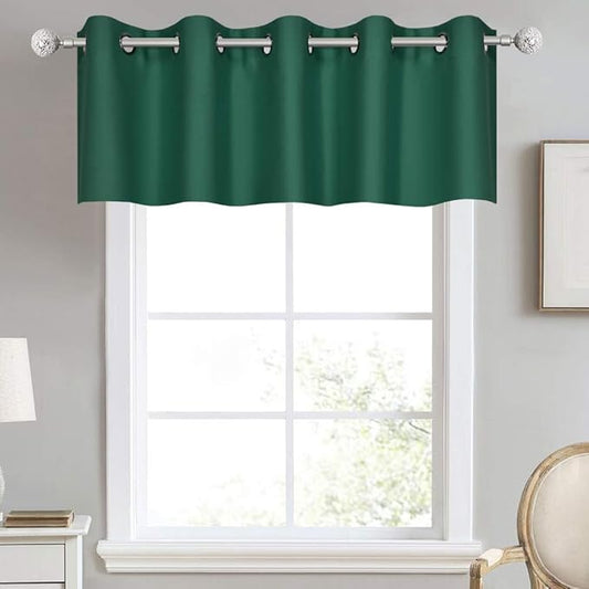 Green Valance for Kitchen Blackout Thermal Insulated 70X18 Inches Short Curtains Drapes Grommet Valance for Bedroom/Living Room 1 Panel