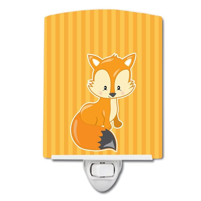 Caroline's Treasures BB9164CNL Fox Ceramic Night Light Compact, UL-Certified, Ideal for Bedroom, Bathroom, Nursery, Hallway, Kitchen, 6x4x3, Multicolor