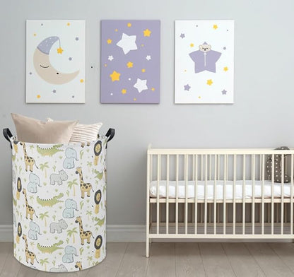 Animal Baby Laundry Basket Baby Hamper Kids Hamper Basket Toy Storage Bin for Boys Room Decor Baby Nursery Hamper Gift Baskets for Bedroom Bathroom(Green Animal)