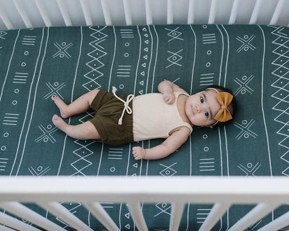 Alpine Muslin Crib Sheet by Mebie Baby, Soft and Breathable Bed Sheets for Babies, Modern Neutral Bedding for Cribs, Standard Crib Mattress Fitted Sheet, Great for Boy or Girl Room or Nursery