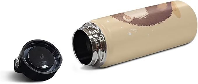 Hedgehog Workout Water Bottle For Women Men Insulated, 18 Oz Stainless Steel Water Bottle with Handle Suitable for Work School Gym Travelling