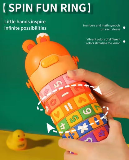 Numbers and Maths Symbols Design Kids' Water Bottle with Straw for School or Travel; 15oz (430ml) Stainless Steel Vacuum Insulated; Portable Handle with Detachable Buckle (Green), CZMX-30031