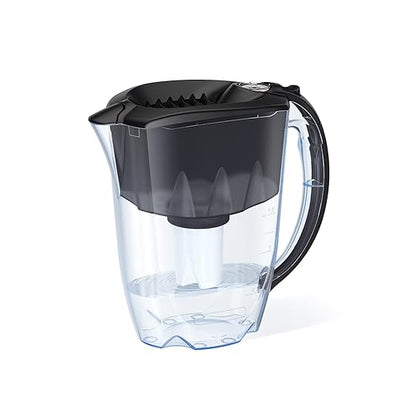 AQUAPHOR Ideal 7-Cup Water Filter Pitcher - Black with 1 x B15 Filter - Fits in The Fridge Door - Reduces Limescale and Chlorine - Ideal for Seven Cups