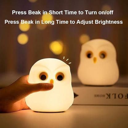 Cute Owl Kids Night Light, Birthday Gifts Room Decor Bedroom Decorations for Baby Child, LED Color Changing Soft Silicone Lamp, Gift Box