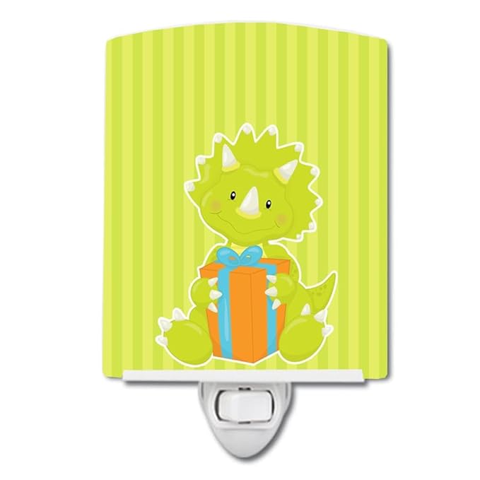 Caroline's Treasures BB8929CNL Dinosaur Green #2 Ceramic Night Light Compact, UL-Certified, Ideal for Bedroom, Bathroom, Nursery, Hallway, Kitchen, 6x4x3, Multicolor