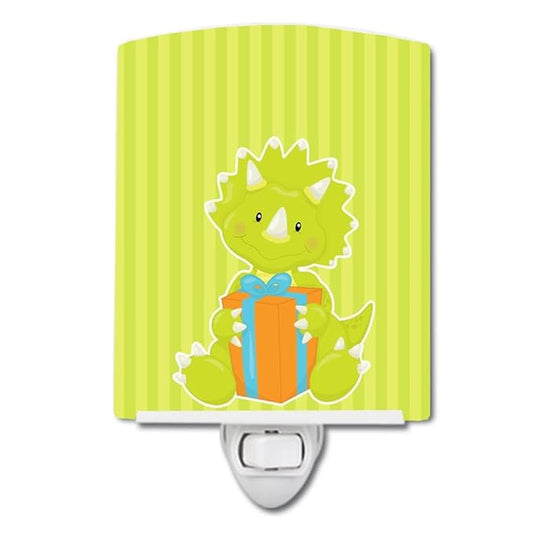 Caroline's Treasures BB8929CNL Dinosaur Green #2 Ceramic Night Light Compact, UL-Certified, Ideal for Bedroom, Bathroom, Nursery, Hallway, Kitchen, 6x4x3, Multicolor