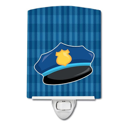 Caroline's Treasures BB7007CNL Police Hat Ceramic Night Light Compact, UL-Certified, Ideal for Bedroom, Bathroom, Nursery, Hallway, Kitchen, 6x4x3, Multicolor