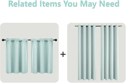 Mrs.Naturall Seafoam Green Curtains for Bathroom Window,Blackout Short Curtains for Bedroom Kitchen,45 Inch Length,Mint Green/Aqua