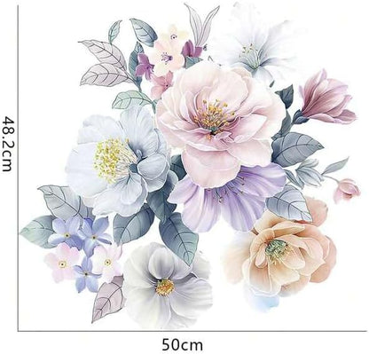 Peony Wall Decal Peonie Wall Sticker Kids Flower Wall Decals Watercolor Floral Removable Peel n Stick for Kids Livingroom, Nude Pink, fx-d96