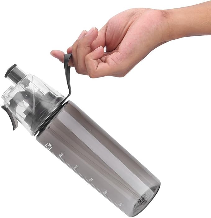 Vbestlife Mist Spray Water Bottle 600ml Portable Sport Water Bottle Anti Leak Drinking Cup with Mist Hydration (Black)