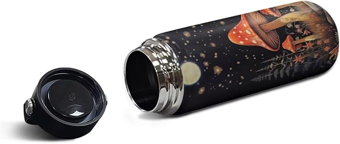Mushroom Insulated Water Bottle for Women Men 20 Oz Vacuum Water Bottle for Hot & Cold Drinks, Wide Mouth, Great for Travel, Hiking & Camping
