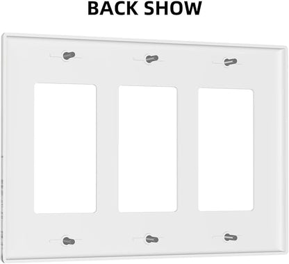 Vintage Grey Floral Herbs Wild Flowers Botanical 3 Gang Rocker Boho Light Switch Covers Decorative Country Unique Triple Outlet Wall Plate Cover Faceplate Decorative Switchplate GFCI