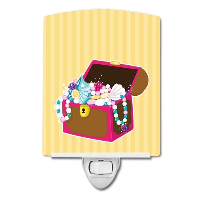 Caroline's Treasures BB8837CNL Beach Pirate Chest Ceramic Night Light Compact, UL-Certified, Ideal for Bedroom, Bathroom, Nursery, Hallway, Kitchen, 6x4x3, Multicolor