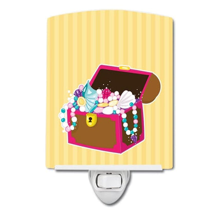 Caroline's Treasures BB8837CNL Beach Pirate Chest Ceramic Night Light Compact, UL-Certified, Ideal for Bedroom, Bathroom, Nursery, Hallway, Kitchen, 6x4x3, Multicolor