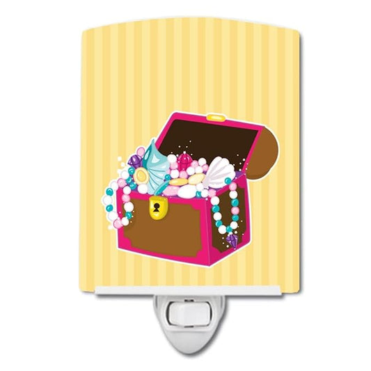 Caroline's Treasures BB8837CNL Beach Pirate Chest Ceramic Night Light Compact, UL-Certified, Ideal for Bedroom, Bathroom, Nursery, Hallway, Kitchen, 6x4x3, Multicolor