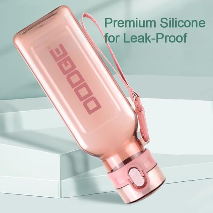 Sports Square Water Bottle 24 oz Reusable Drinking Bottle Portable Leakproof BPA-Free Plastic Water Bottles for Travel Picnic Gym Camping School(Pink)