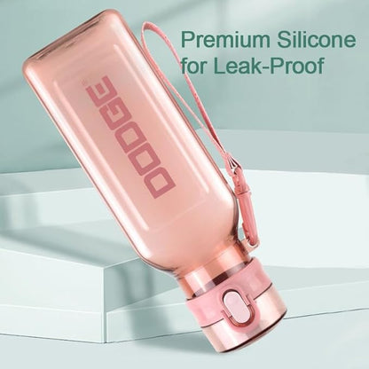 Sports Square Water Bottle 24 oz Reusable Drinking Bottle Portable Leakproof BPA-Free Plastic Water Bottles for Travel Picnic Gym Camping School(Pink)